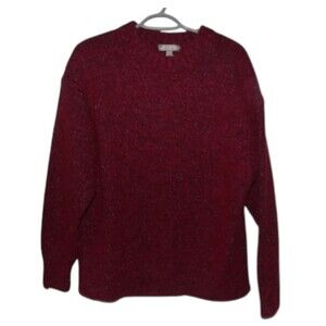J.Crew Donegal Crewneck Sweater Size L Burgundy Cotton/Wool/Alpaca Blend